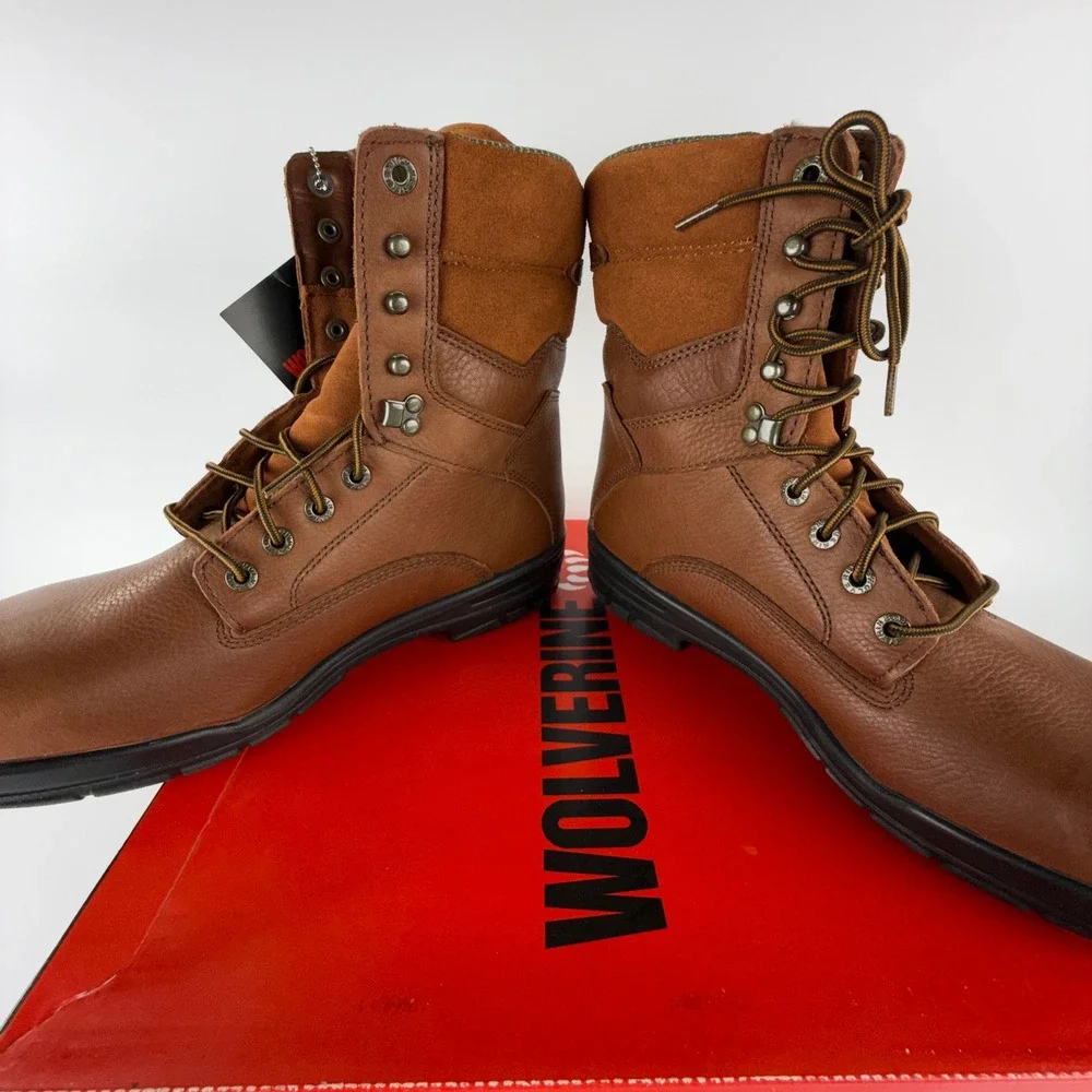 Wolverine Durashocks SR 8 Inch Steel Toe Work Boots Brown Leather W03124 Men 12W
